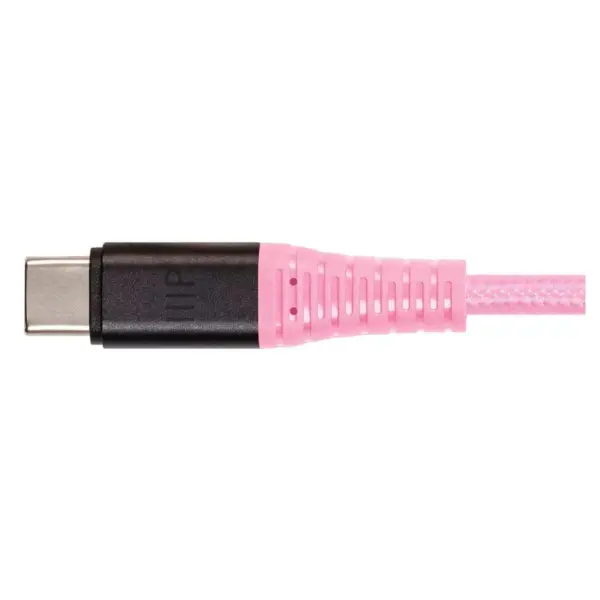 Monoprice Durable USB 2.0 Type-C Charge and Sync Kevlar Reinforced Nylon-Braid Cable - 3 Feet - Pink, 5A/100W, Aluminum Connectors - AtlasFlex Series