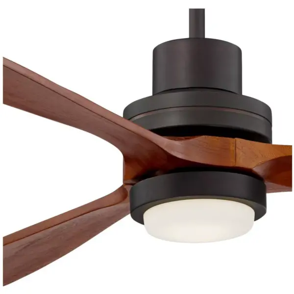 66" Casa Vieja Modern Ceiling Fan with Light LED Remote Control Delta-wing Oil Rubbed Bronze Wood Opal Glass for Living Room Kitchen Bedroom