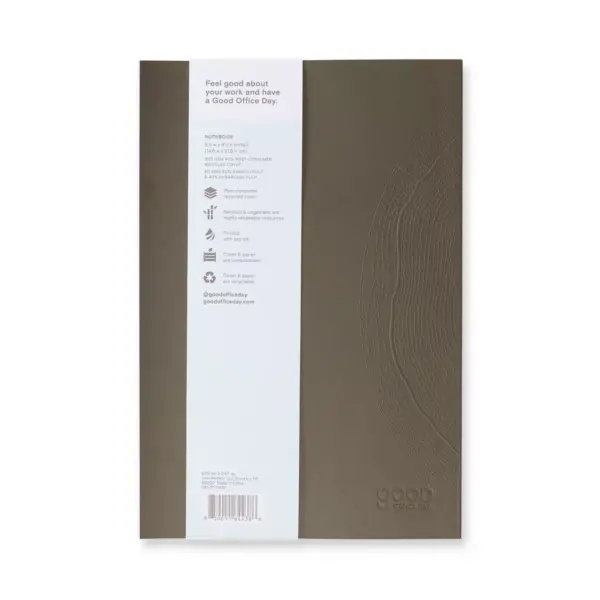 128 page College Ruled Composition Notebook 8"x5" Debossed Charcoal - Good Office Day