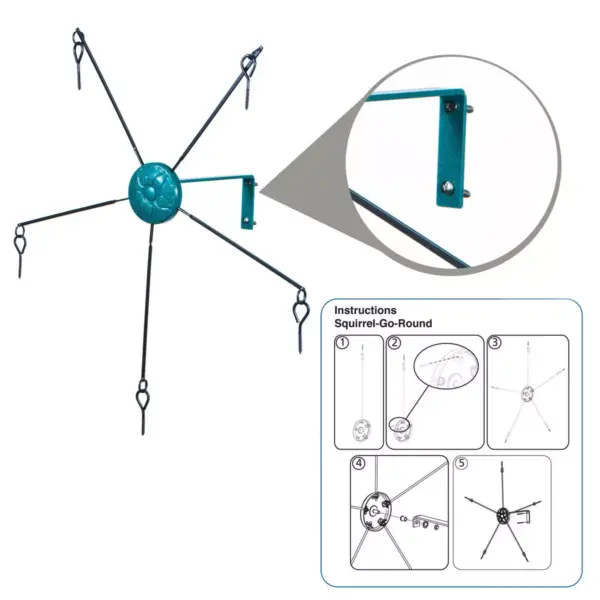 Woodlink Squirrel Go Round Metal Spinning Hanging 5 Corn Cob Squirrel Feeder with Mounting Hardware