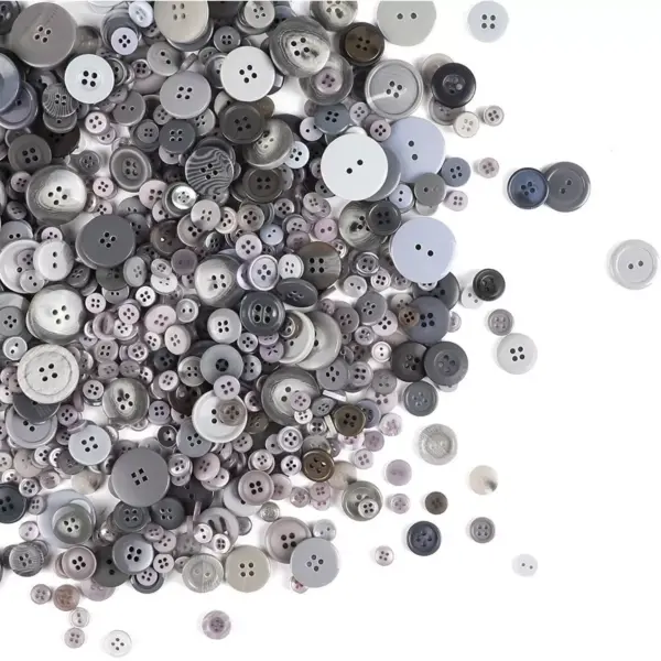 700 Pieces Round Grey Flatback Craft Resin Buttons 0.8-3cm with 4 Holes for DIY Crafts, Sewing and Scrapbooking