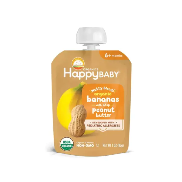 HappyBaby Nutty Blends Organic Banana & Peanut Butter Baby Food Pouch - 3oz