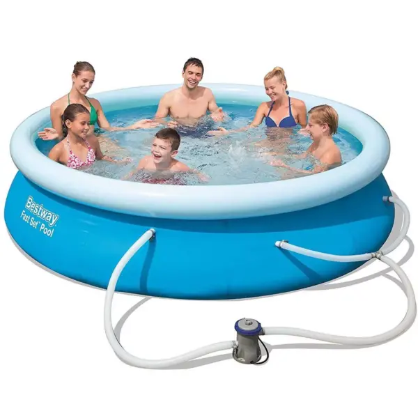 Bestway 57269E Fast Set Up 10ft x 30in Outdoor Round Inflatable Above Ground Swimming Pool Set with 330 GPH Filter Pump, Blue