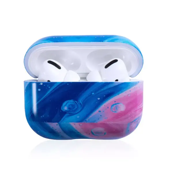 Insten Marble Case for Airpods Pro, Glossy Pattern Soft TPU Skin Cover Charging Case, Space Blue Pink