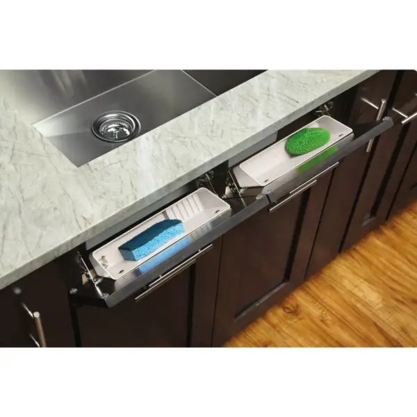 Rev-A-Shelf 6572-11-11-52 11" Kitchen Sink Front Tip-Out Accessory Trays, White