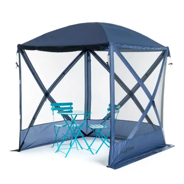 SlumberTrek 3036042LOW-VMI Flexion Lightweight Outdoor 4 Sided Pop Up Gazebo Canopy Shelter with Mesh Screen Netting and Carrying Bag, Navy Blue