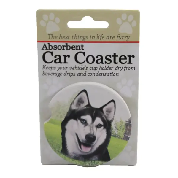 Car Coaster 2.5" Siberian Husky Car Coaster Absorbant E & S Pet  -  Coasters