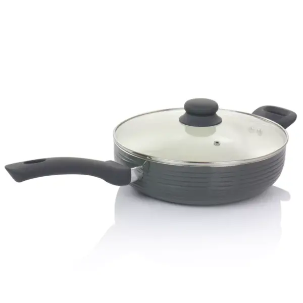 Oster 3.5 Quart Nonstick Aluminum Saute Pan with Lid in Gray