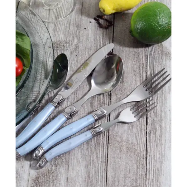 French Home Laguoile 20pc Stainless Steel Silverware Set Blue