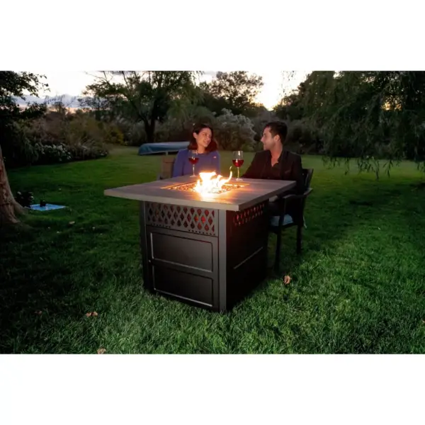 Harris Dual Heat Gas Outdoor Fire Pit/Patio Heater with Wood-Look Resin Mantel - Endless Summer