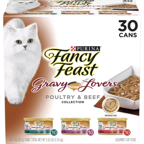 Purina Fancy Feast Gravy Lovers Poultry & Beef Collection Gourmet Wet Cat Food - 3oz/30ct Variety Pack