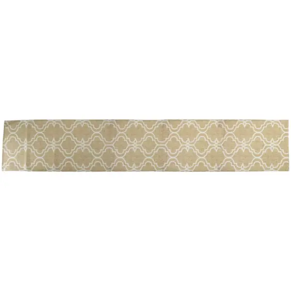 Northlight 88" Tan and White Oversize Print Polyester and Linen Table Runner