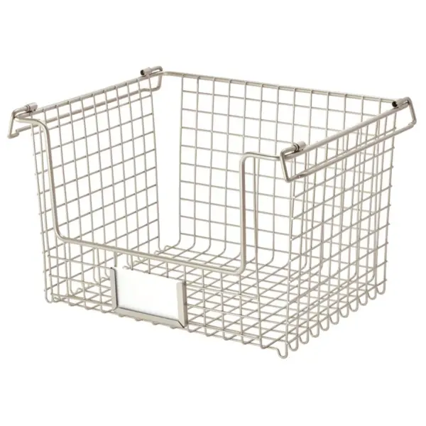 iDESIGN 12"x10"x7.75" Classico Stackable Basket Silver