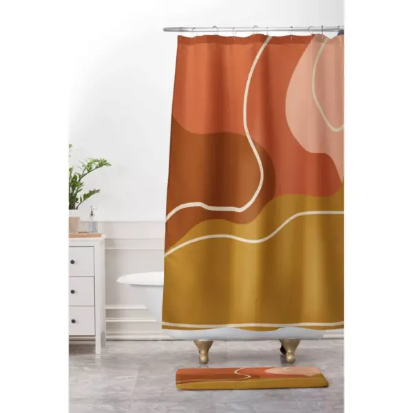 June Journal Abstract Organic Shapes in Zen Shower Curtain Brown - Deny Designs