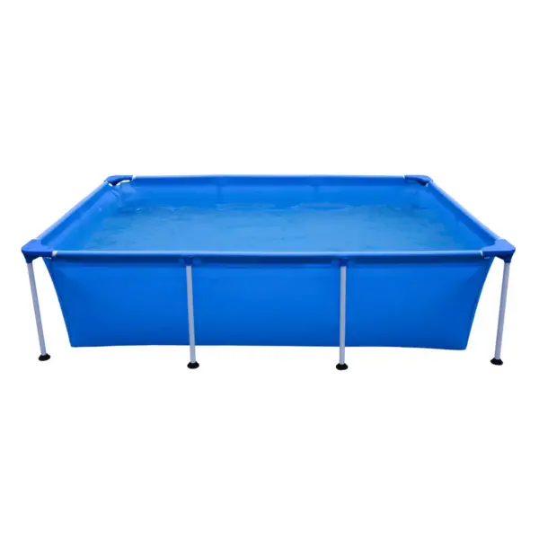 JLeisure Avenli 17818 Outdoor Backyard 8.5 x 6 x 2 Feet Above Ground Rectangular Steel Frame Pool with Repair Kit for Kids and Adults, Blue