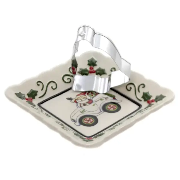 Tabletop 5.5" Santa In Auto Square Dish Ivy Candy Nut Cookie Cutter Cosmos Gifts Corp.  -  Serving Platters