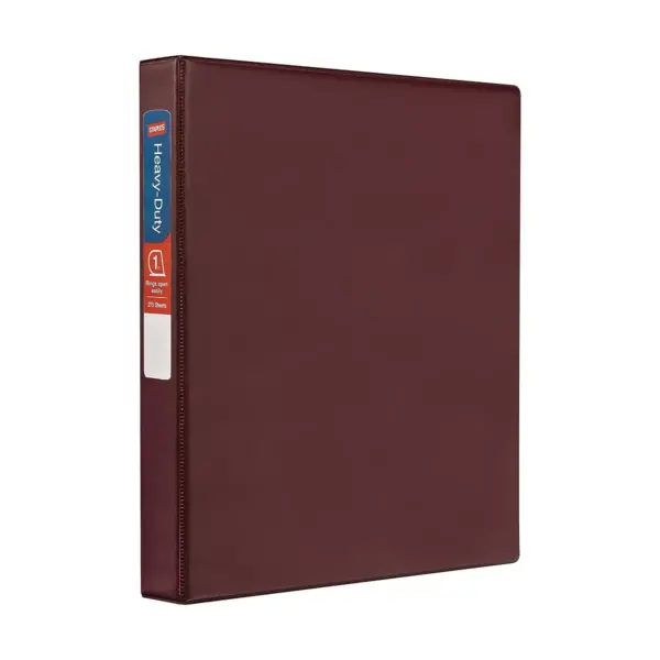 1" Staples Heavy-Duty Binder with D-Rings Maroon 976047