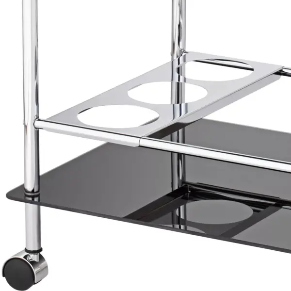 Studio 55D Finn 28 1/2" Wide Black Glass - Chrome Rolling Serving Cart