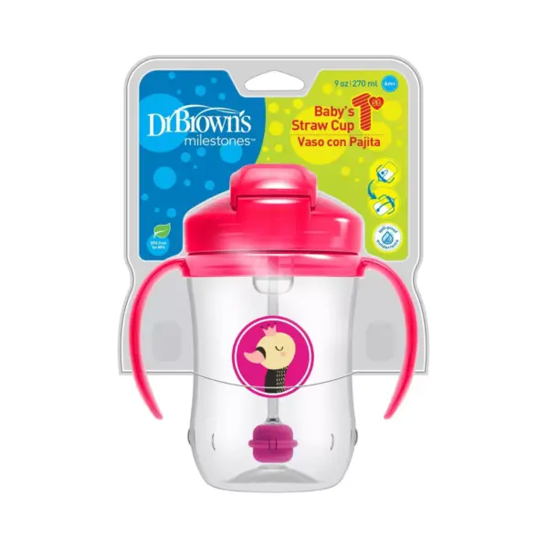 Dr. Brown's Milestones Baby's First Straw Cup - Pink