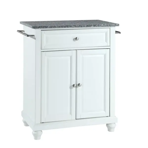 Cambridge Gray Granite Top Portable Kitchen Island/Cart White - Crosley