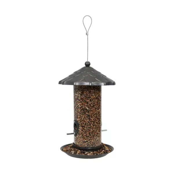 Sunnydaze Decor Wild Bird Seed Feeder with Acorn Style Roof - Gray - 13"