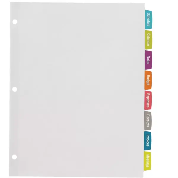 Avery Easy Peel White Label Tab Dividers 8-Tab 6/PK White 14433