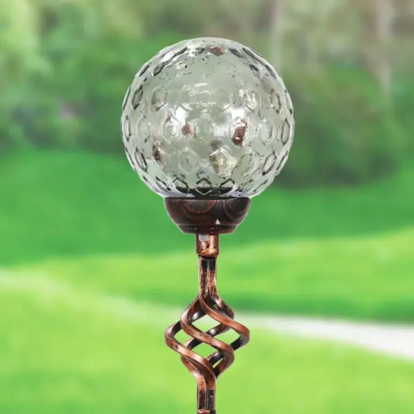 31" Solar Resin/Pearlized Glass Honeycomb Finial Garden Stake Bronze - Exhart