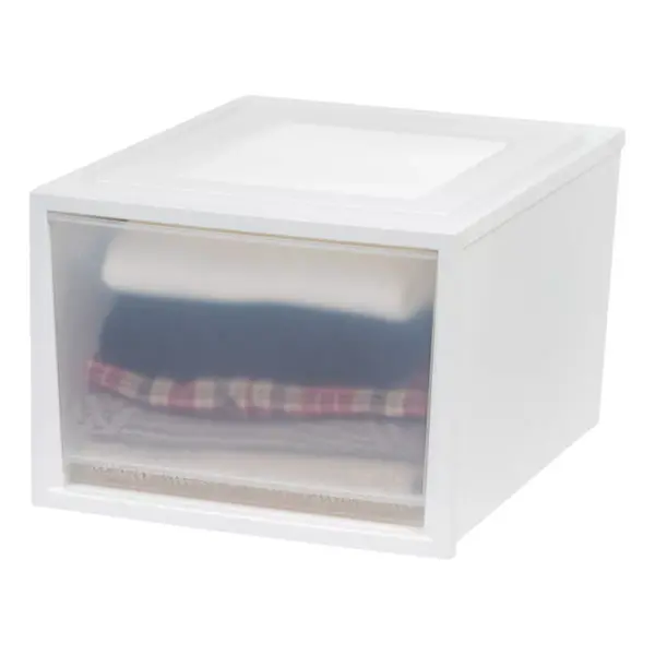 IRIS 3pk Plastic Storage Drawer Deep White