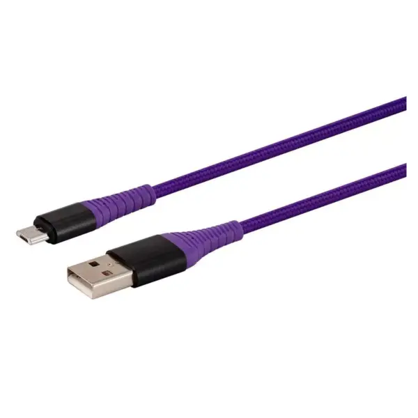 Monoprice USB 2.0 Micro B to Type A Charge and Sync Cable - 3 Feet - Purple, Durable,  Kevlar-Reinforced Nylon-Braid - AtlasFlex Series