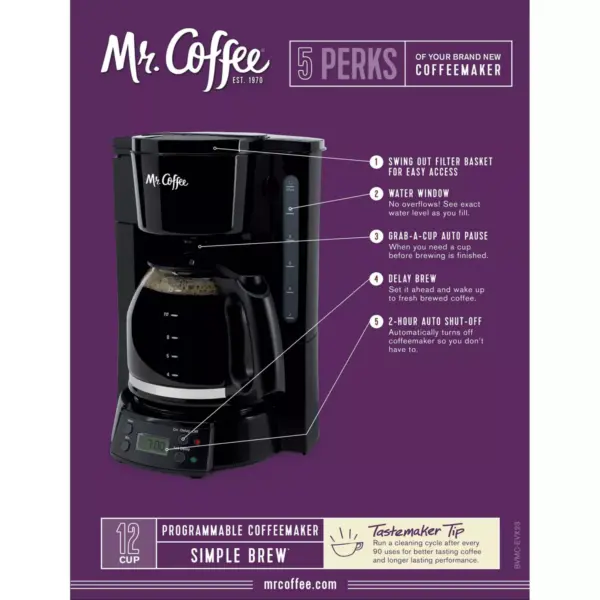 Mr. Coffee 12-Cup Programmable Coffee Maker - Black