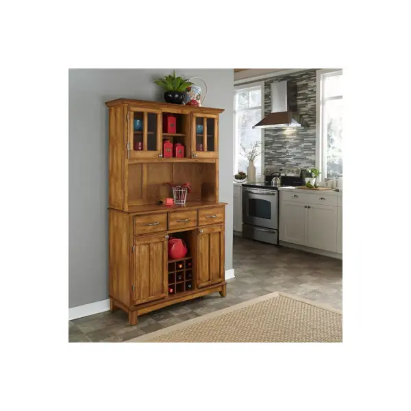 Buffet with 2 Door Hutch Wood/Oak - Home Styles