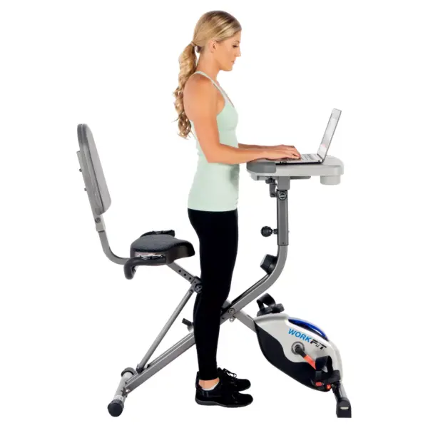 Exerpeutic Workfit 1000 Desk Station Folding Exercise Bike with Pulse