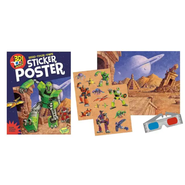 MindWare Robot Space Invasion-3D Poster Sticker Acitivity Book - Stickers - 4 Pieces