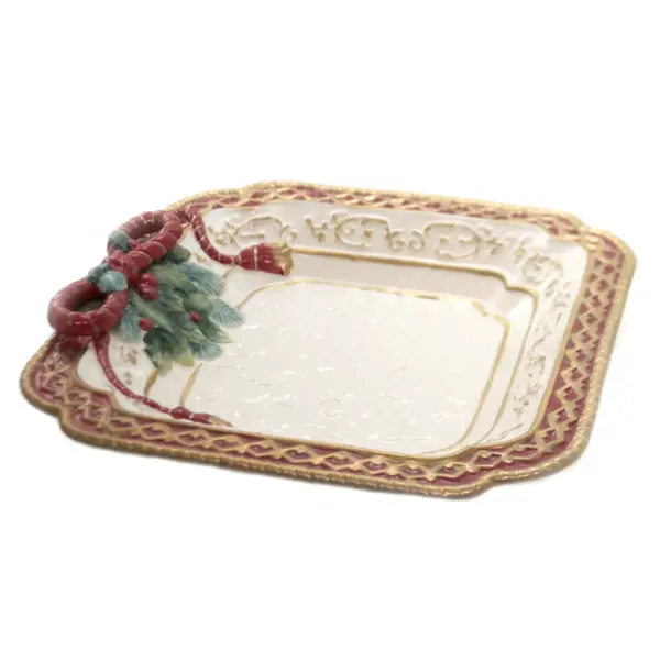 Tabletop 11.25" Poinsettia Dessert Plate Christmas Dinner Cosmos Gifts Corp.  -  Serving Platters