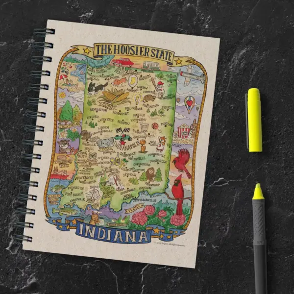 Indiana State Map Lined Journal 7.25" x 9.25"