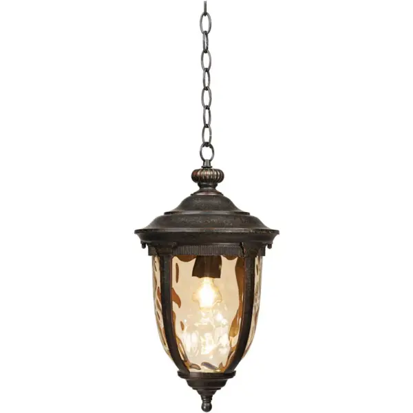 John Timberland Rustic Outdoor Ceiling Light Bronze 18" Hammered Glass for Exterior Entryway Proch