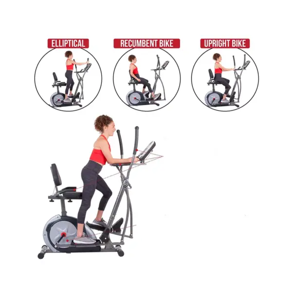 Body Flex Sports Body Champ BRT7989 Stationary Full Body Cardio Elliptical and Bike Trio Trainer Plus 2 Machine with 21 Training Programs