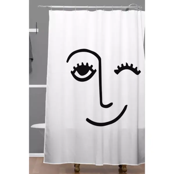 Mambo Art Studio Wink Face Shower Curtain Black - Deny Designs