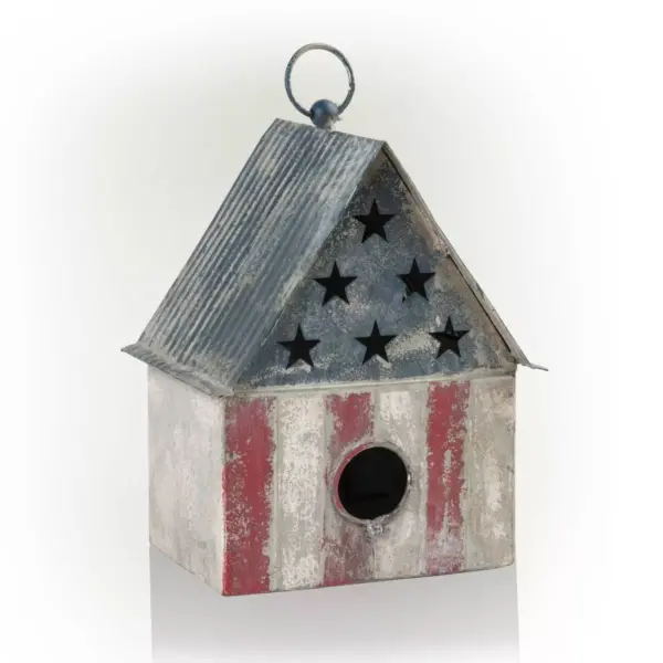 Alpine 10" Vintage Patriotic Iron Birdhouse