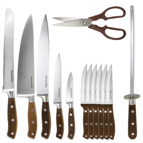 Kenmore Cutlery Set Cooke 14 Piece Stainless Steel in Dark Brown