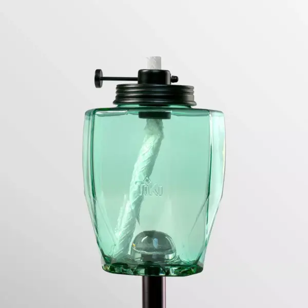 Tiki Brand 64" Adjustable Flame Glass Geo Sea Glass Torch Teal