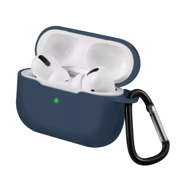 For AirPods Pro Case Silicone Protective Cover Skin with Keychain for Apple Airpod Pro 3 2019 Wireless Charging Earbuds Case, Midnight Blue by Insten