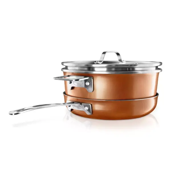 Gotham Steel Cast Textured Copper 3pc Stacking Cookware Set