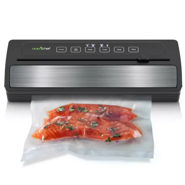 NutriChef PKVS25BK Kitchen Pro Food Electric Vacuum Sealer Preserver System with Environmentally Friendly Polyamide Sealing Bags Included (2 Pack)