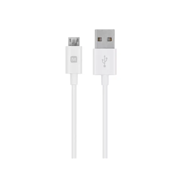 Monoprice USB-A to Micro B Cable - 3 Feet - White, Polycarbonate Connector Heads, 2.4A, 22/30AWG - Select Series