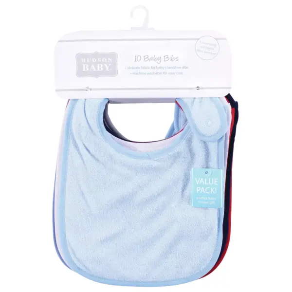 Hudson Baby Infant Boy Rayon from Bamboo Terry Bibs, Blue Red, One Size