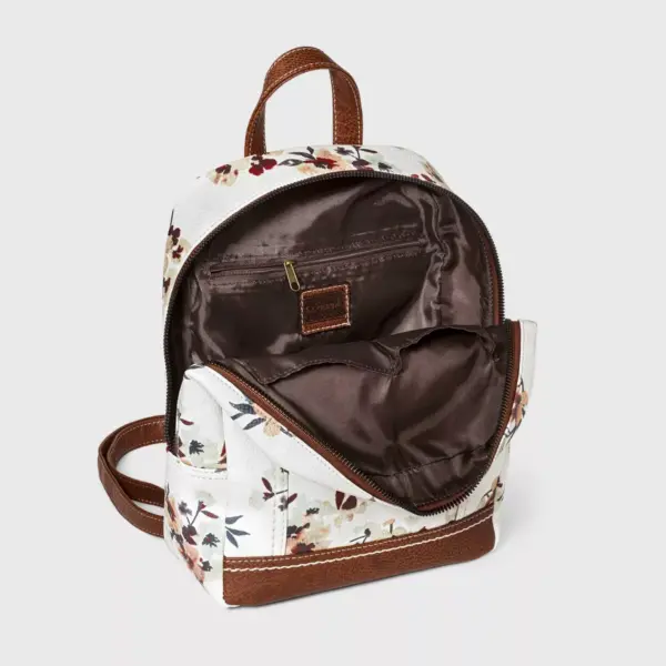 Concept Floral Print Zip Closure Backpack - White