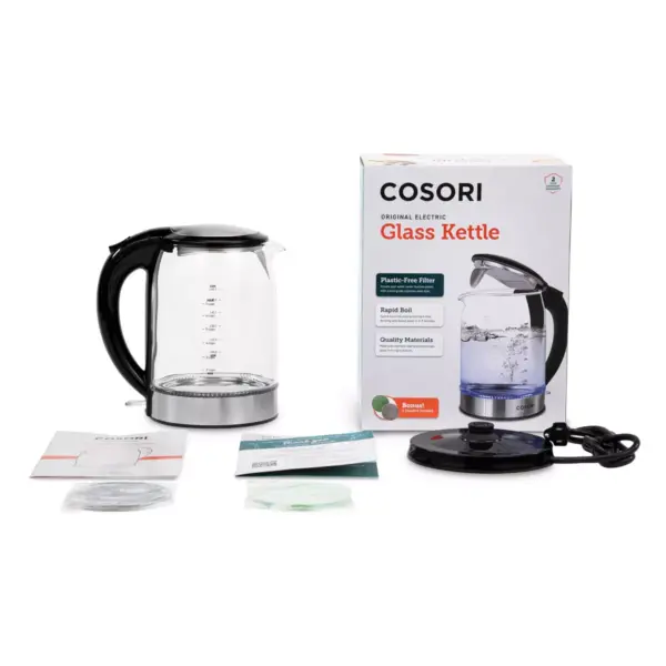 Cosori Original 1.7L Electric Glass Kettle with Bonus Coasters