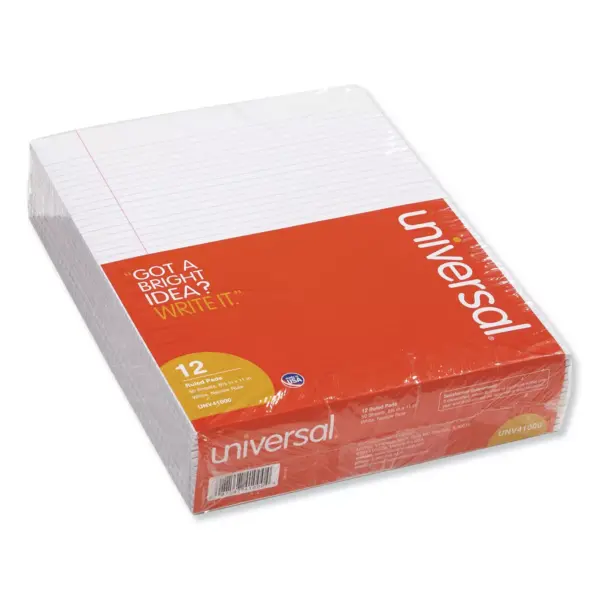 UNIVERSAL Glue Top Writing Pads Narrow Rule Letter White 50 Sheet Pads/Pack Dozen 41000