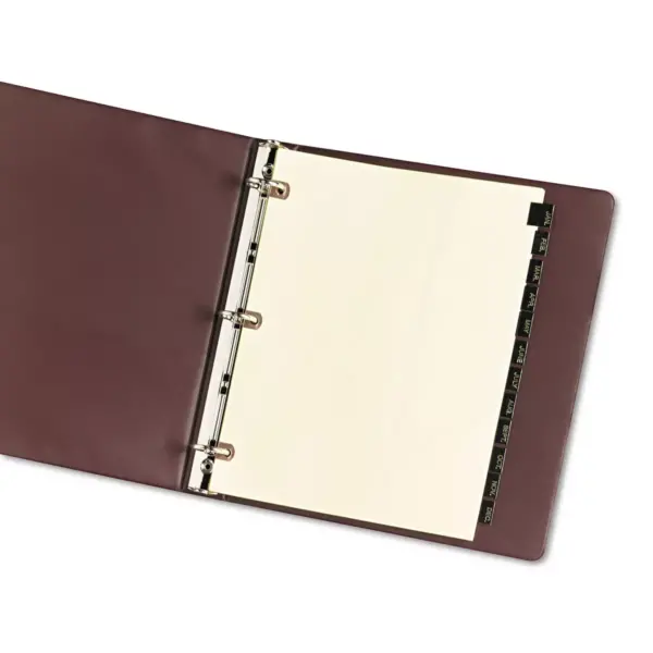 Avery Preprinted Black Leather Tab Dividers w/Copper Reinforced Holes 12-Tab Letter 25181